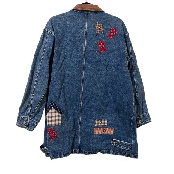 Vintage Oversized Denim Patchwork Birdhouse Shacket - Picture 3 of 5
